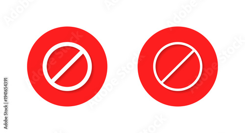No symbol icon with shadow. Prohibition warning sign. Forbidden and not allowed concept