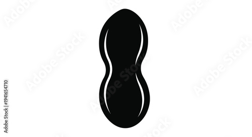 Simple black silhouette of a peanut outlined against a white background silhouette
