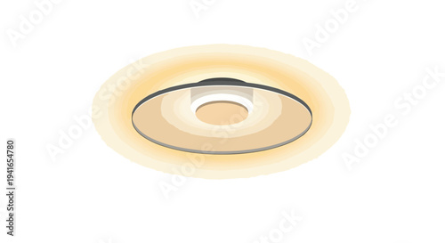 Close-up of a modern recessed ceiling light fixture with warm glow against a white background.