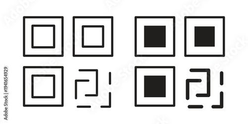 QR code icon concept. Silhouette, glyph symbol. Isolated design.