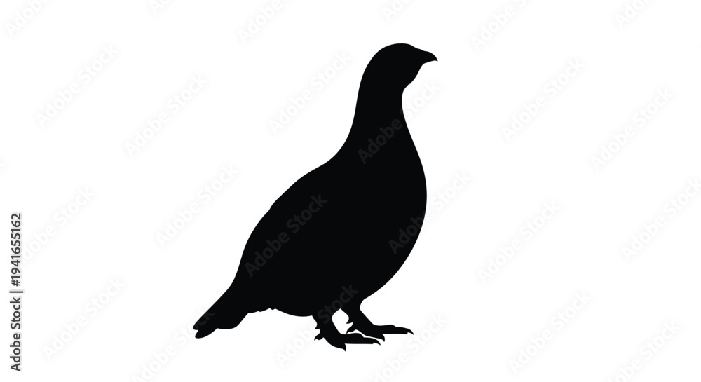 Fototapeta premium A striking black silhouette of a pheasant in profile silhouette