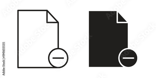 Remove document icon concept. Silhouette, glyph symbol. Isolated design.