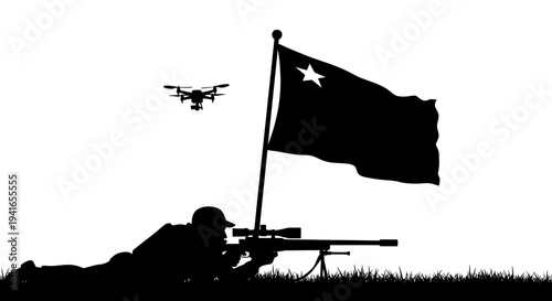 Sniper Aims Drone Near Flag