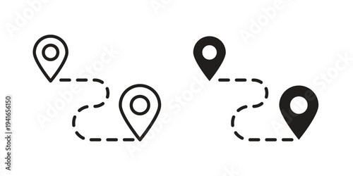 Route icon concept. Silhouette, glyph symbol. Isolated design.