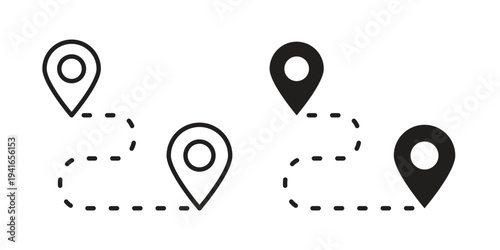 Route icon concept. Silhouette, glyph symbol. Isolated design.