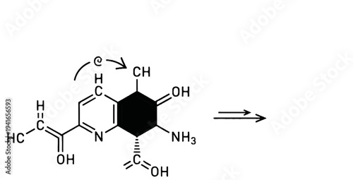 Chemical reaction diagram showing molecular structures and transformations