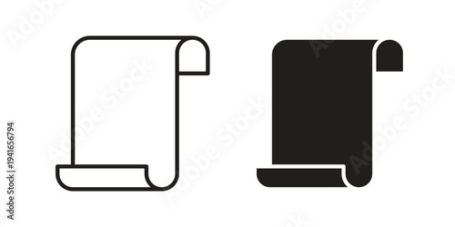 Scroll icon concept. Silhouette, glyph symbol. Isolated design.