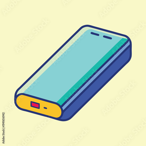 Stylized portable power bank on a light yellow background, digital art
