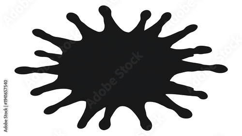 Black ink blot, abstract shape, graphic art
