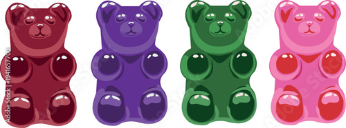 Cute Colorful Gummy Bears Candy Characters Illustration