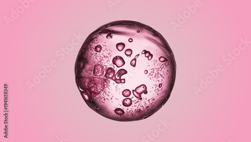3d Render of Pink Cosmetic or water bubble isolated in the center of screen, useful for cosmetic, beauty or health product background