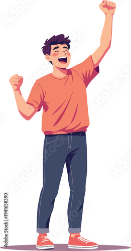 uomo o donna ragazzo o ragazza euforico vincita bello festa , balla o si sente bene vettoriale