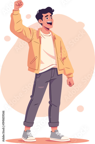 uomo o donna ragazzo o ragazza euforico vincita bello festa , balla o si sente bene vettoriale