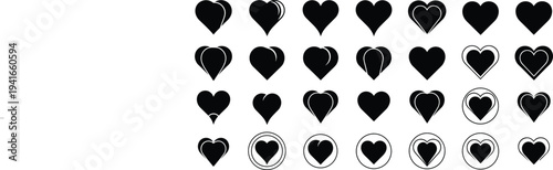 Love Heart Icon Set with Romantic Favorite Symbols for Social Media Like Reaction, Relationship Design, Valentine Decoration and Romantic Graphic Elements