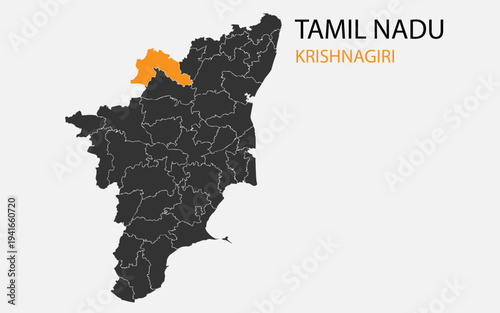Tamil Nadu png map with districts, Indian state Tamil Nadu district map, Tamil Nadu Krishnagiri