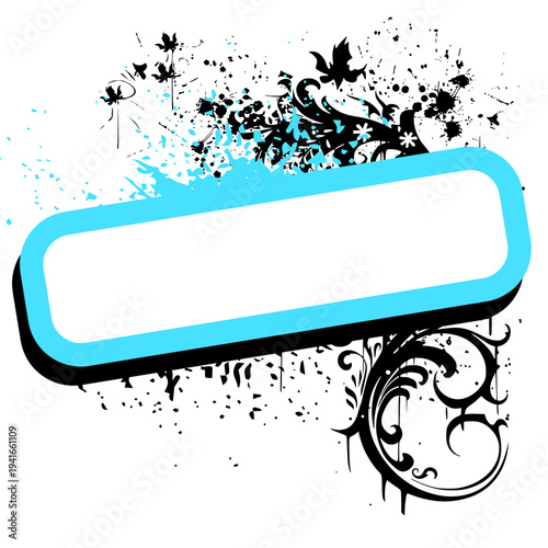 Abstract black and blue grunge floral banner