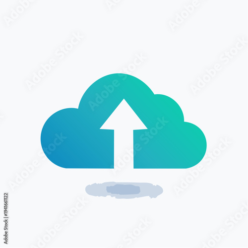Streamlined digital cloud upload icon representing secure online data transfer and backup solutions for modern information management