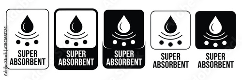 Quick Absorption Icon for Fast Absorbent Water Drop Label Vector