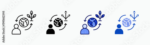 Symbiosis Icon Sheet Multiple Style Collection Isolated Vector