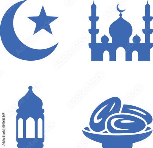 set of silhouette 4 eid elements icons