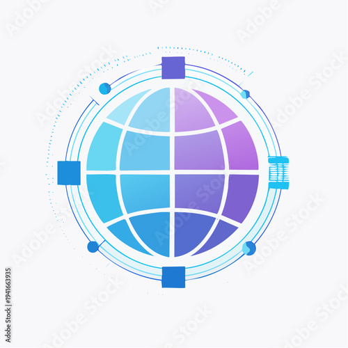 Digital Globe with Network Connections and Abstract Futuristic Elements