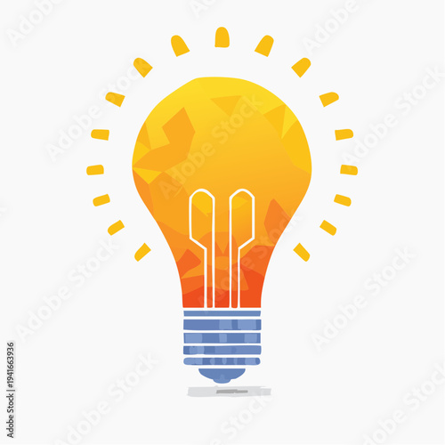 Shining polygonal light bulb illuminating bright ideas and innovative solutions, symbolizing creative inspiration and intellectual discovery