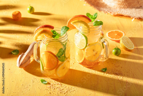 Healthy and cold lemonade w...