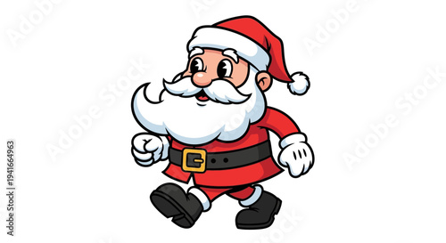 Cartoon Santa Claus Walking with a Cheerful Expression.