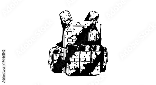Bulletproof Vest with Paint Splatter - Tactical Gear Illustration