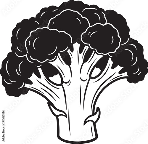 Black and White Illustration of a Cauliflower Vegetable