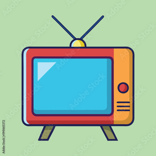 A retro cartoon television stands proudly against a solid green background