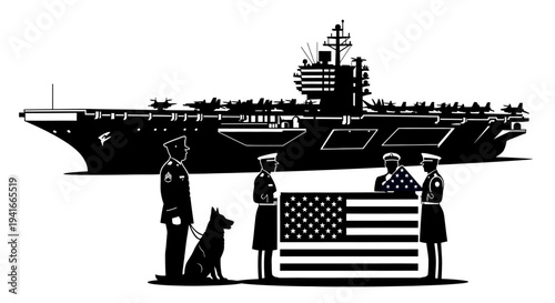 Military Ceremony with Carrier, Flag, and Service Members Honoring Veterans