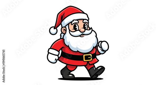 Jolly Santa Claus Walking with a Cheerful Expression.
