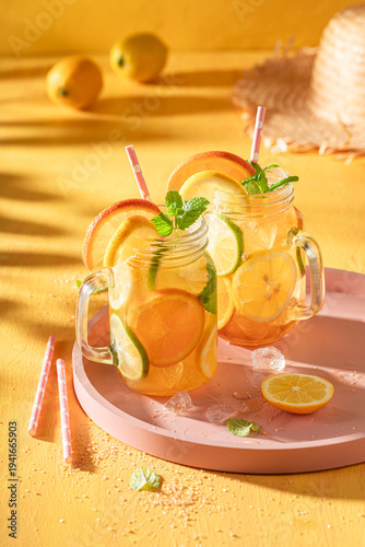 Fresh and tasty lemonade as...