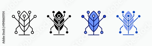 Biomimicry Icon Sheet Multiple Style Collection Isolated Vector