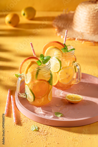 Healthy and cold lemonade m...