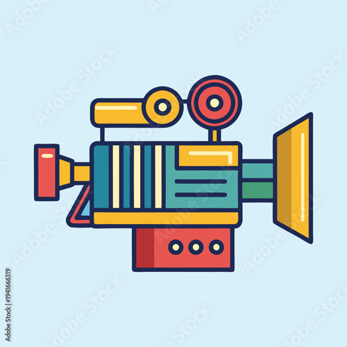 Vintage Movie Camera with Retro Style, a Nostalgic Filming Iconography