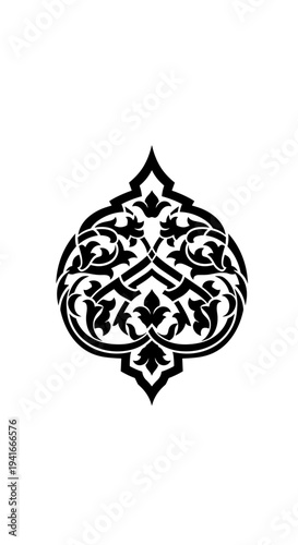 Intricate Black Ornate Design Element Pattern.