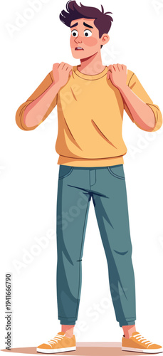 donna uomo paura improvvisa stato di emozione negativo, triste, offeso, sorpreso, emozionato, impaurito vettoriale