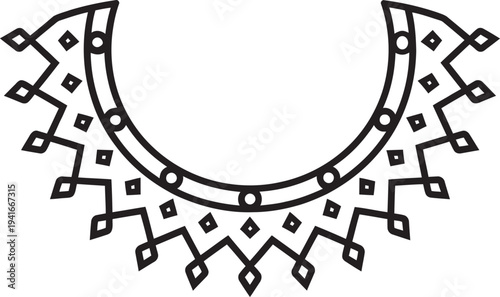 Traditional geometric neck embroidery design pattern for fashion garment and ethnic dress decoration.