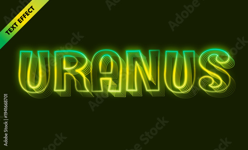 Uranus planet neon 3d text effect with space glowing style