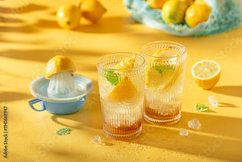 Fresh and tasty lemonade wi...