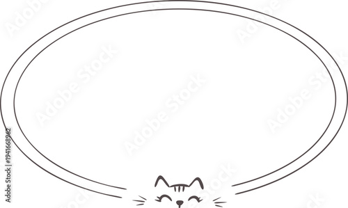 Empty cute cat or dog, pet frame speech bubble with ears and tail, border with paw print. Doodle sketch hand drawn elements. Footprint badge, border divider. 