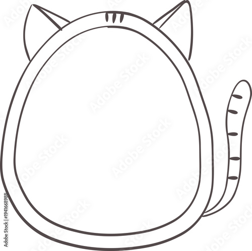 Empty cute cat or dog, pet frame speech bubble with ears and tail, border with paw print. Doodle sketch hand drawn elements. Footprint badge, border divider. 