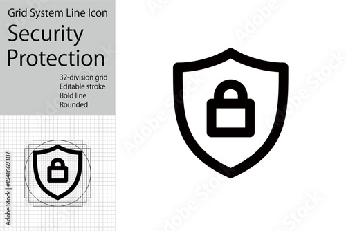 Network security shield icon, antivirus software logo