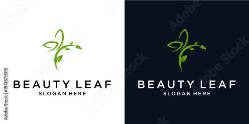 Elegant leaf logo design suitable for beauty, skincare, cosmetic, spa, wellness, and natural product branding with minimalist modern style.