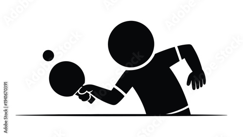 table tennis player silhouette hitting ping pong ball sport activity icon representing competition game training and athletic movement