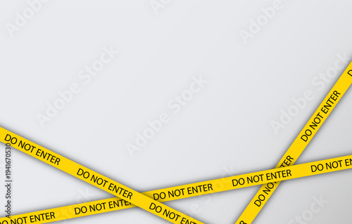 Do not enter striped boundary lines. Police warning yellow ribbons on white background. Barrier tapes for crime scenes. Set of caution bands criminal accident place. Vector illustration