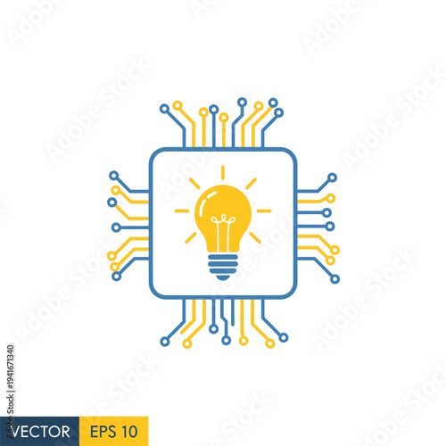 Digital Processor Chip with Integrated Light Bulb Symbolizing Innovation and Technology Solutions