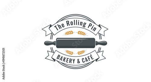 Bakery Logo with Rolling Pin Design.